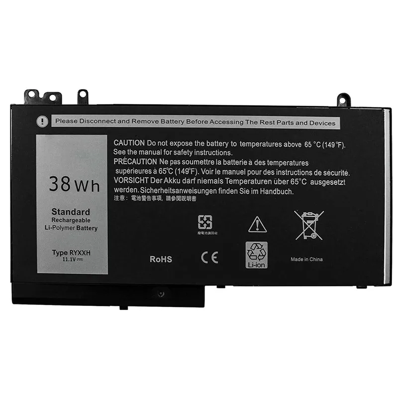 3Cell New RYXXH Laptop Battery For Dell Latitude Latitude 12 5000 E5450 E5550 E5250 E5270 3150 3160 Series 11.1V 38Wh 5TFCY
