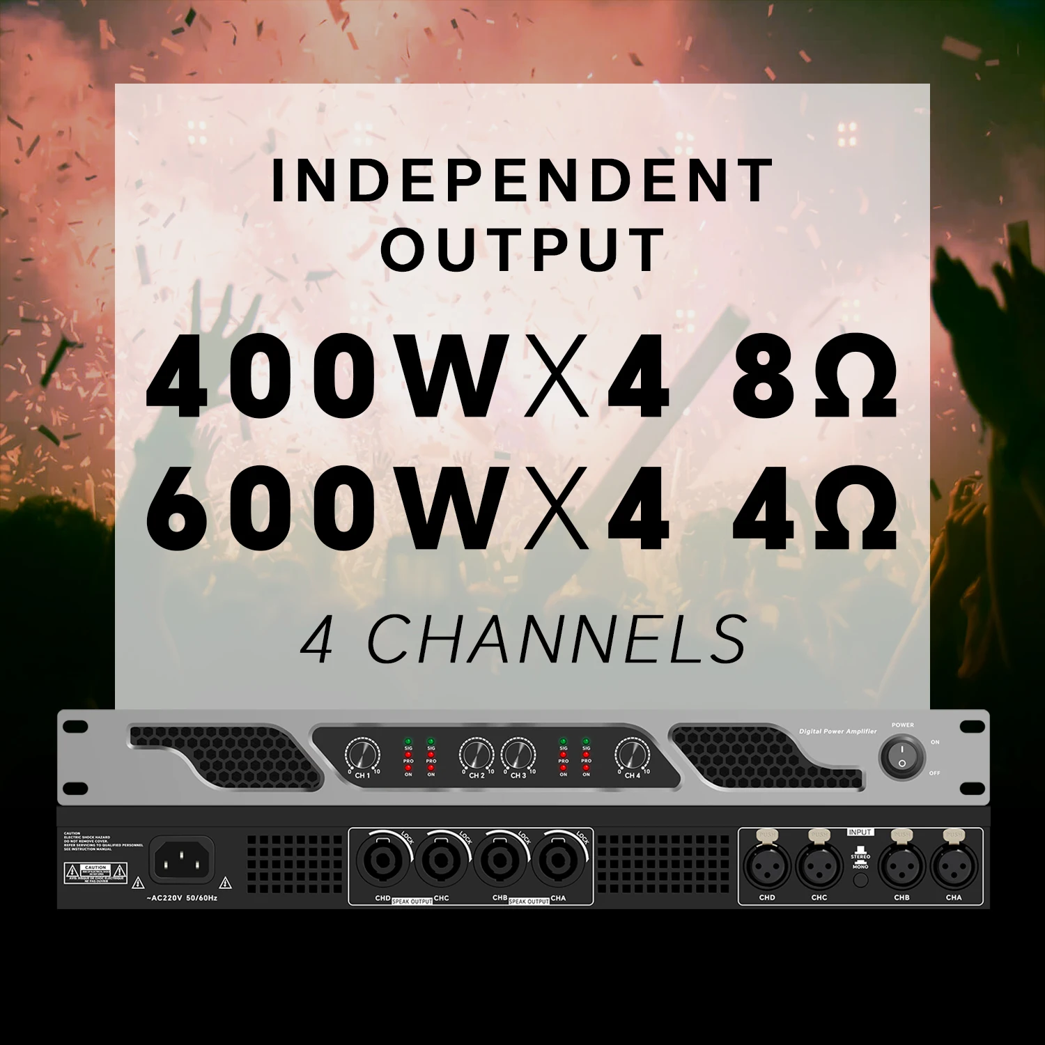 GAP-D5800 600 Вт * 4 усилители звука Dj цифровой усилитель мощности для профессиональных аудио сценических выступлений DJ бас-динамик