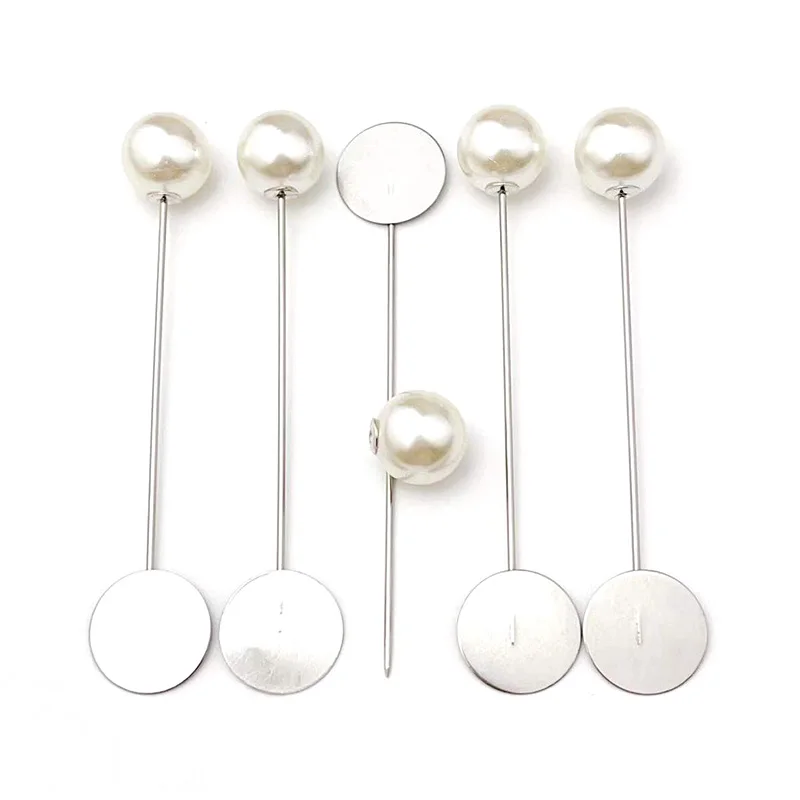 20/100Pcs Silber Farbe Perle Edelstahl Lange Pin DIY Machen Handgemachte Blume Brosche Für Frauen Schmuck Zubehör Erkenntnisse großhandel – Detail 9