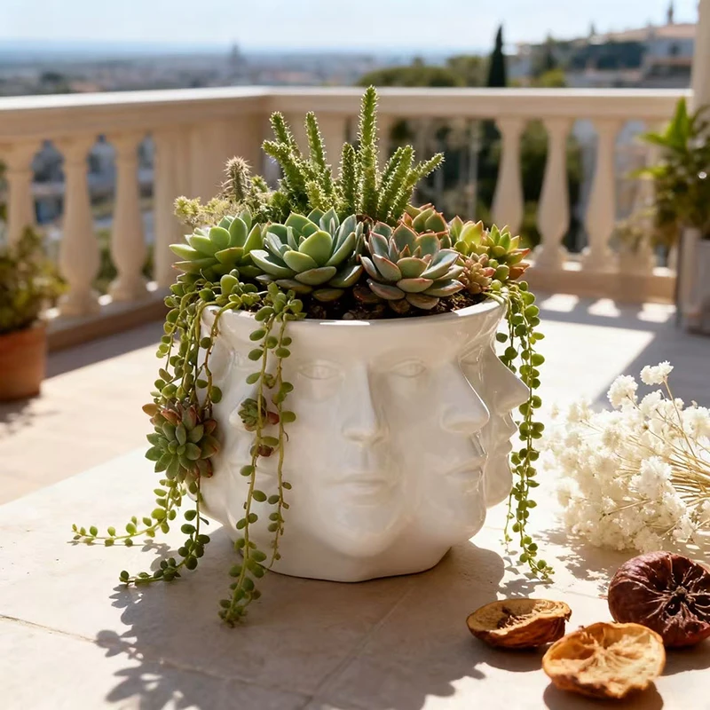 Abstract Multi-Faceted Flower Pot Creatively Unique Succulent Potted Indoor Garden Balcony Outdoor Decoration Ornament Gift
