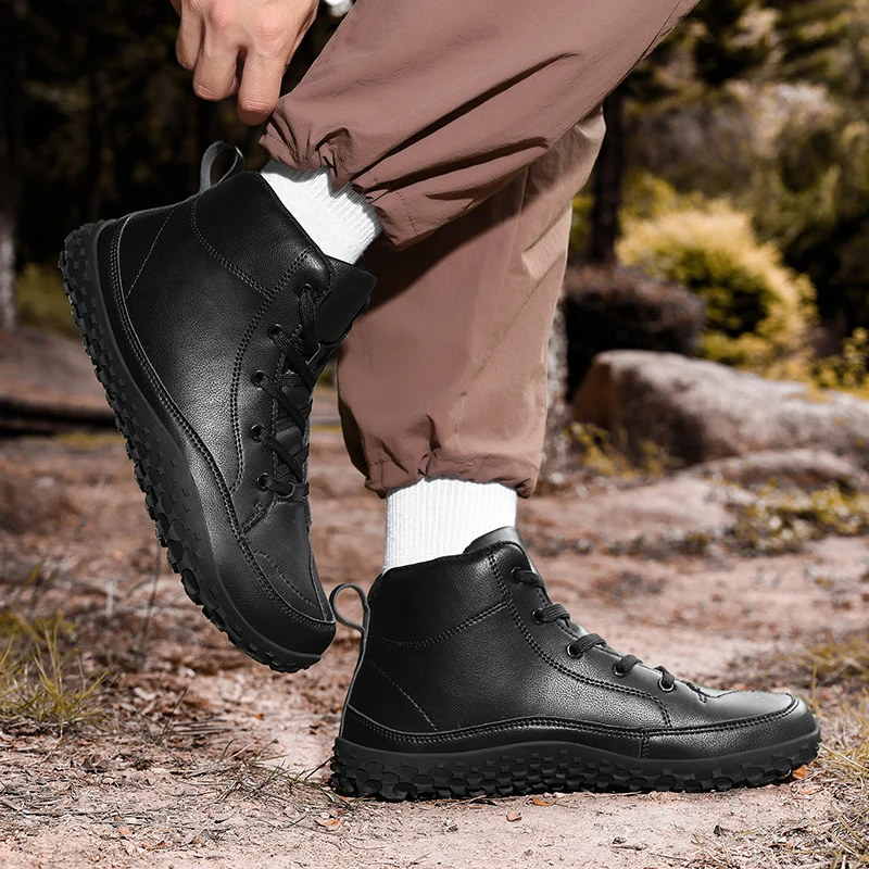 Calzado Deportivo para Hombre, Estilo Senderismo, Media Caña, con Parte Superior de Cuero, Suela de Goma Antideslizante y Resistente al Desgaste, Gran Venta