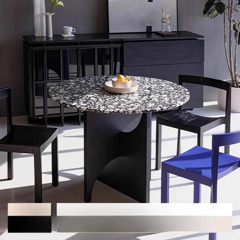 

Terrazzo living room household dining table small apartment round eating table modern simplicity