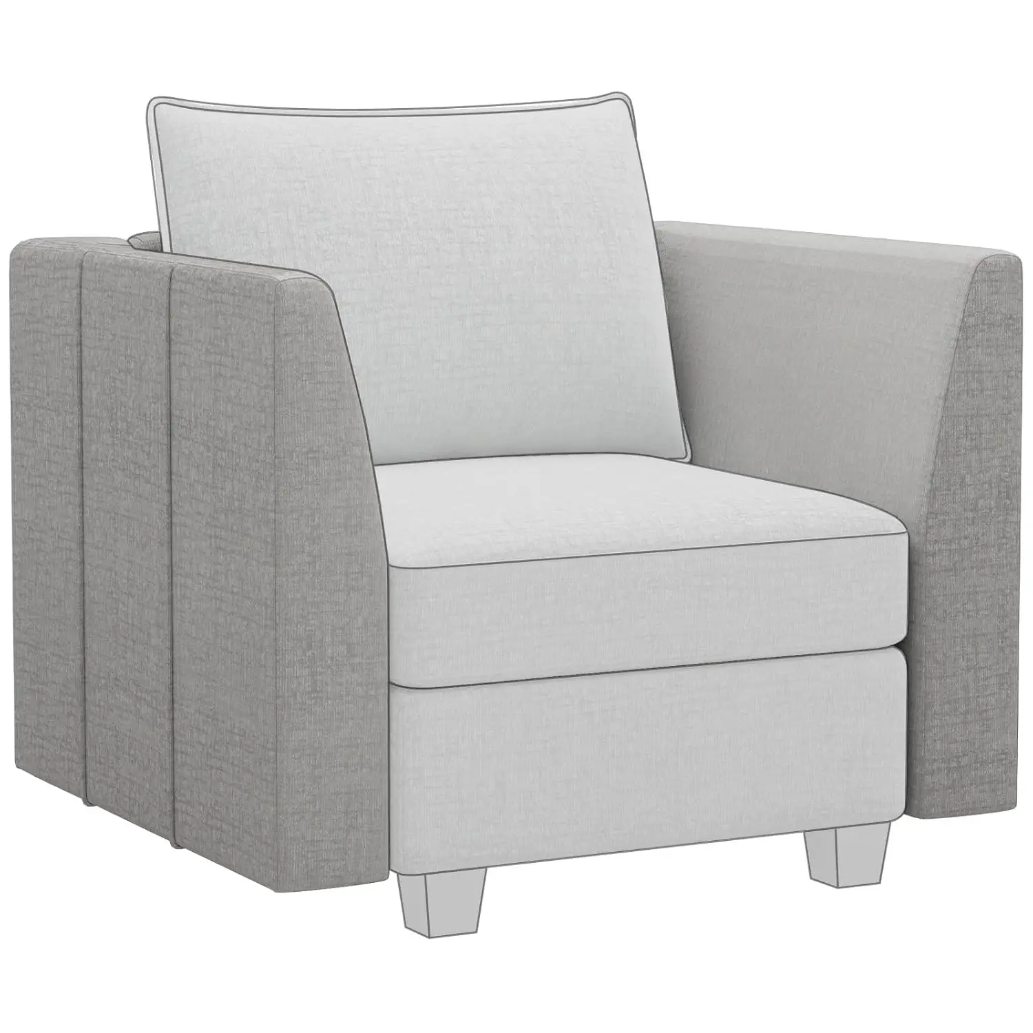 Modular Sectional Sofa Armrest Module for Chenille Modular Couch, Pair of Armrests, Light Grey, Customized