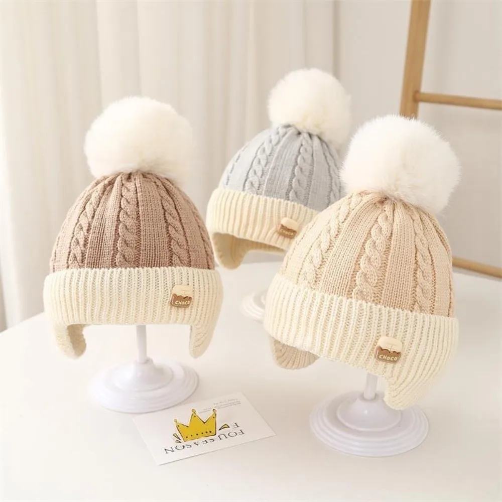

New Pompom Pullover Cap Knitted Warm Beanie Hat Windproof Coldproof Knitted Cap Outdoor Sports