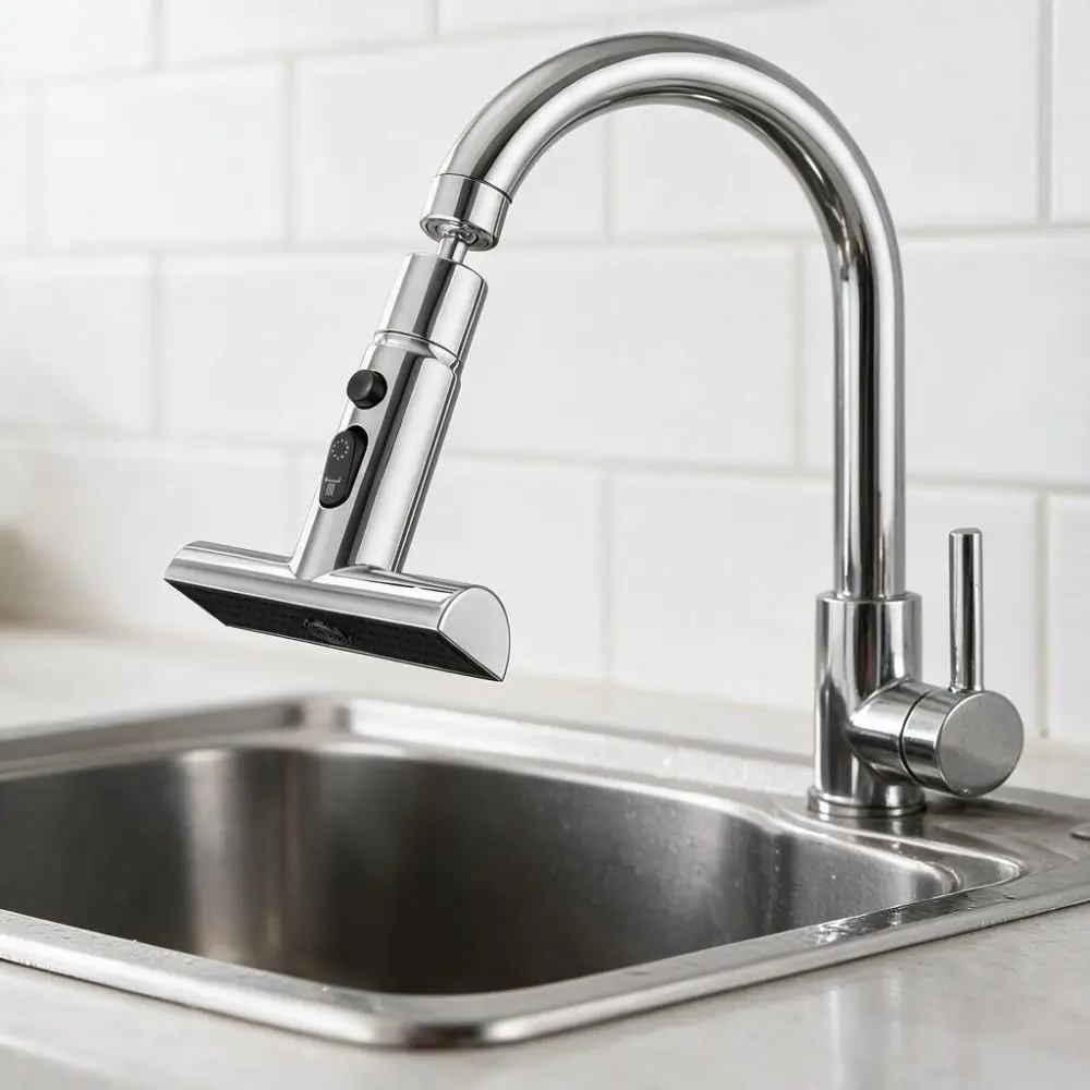 3 Modes Swivel Kitchen Filter Faucet Anti-splash with Dirt-trapping Filter Kitchen Faucet Aerator Large Panel