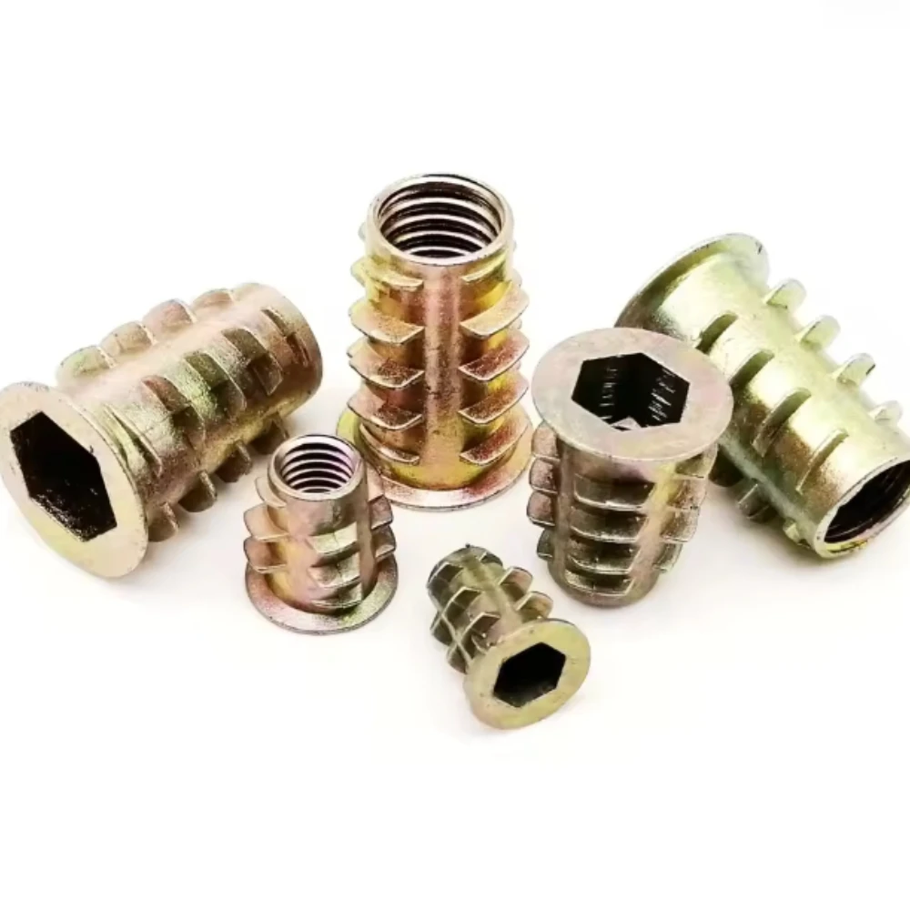50個-100個入り埋め込みインサートナットeナットm4-m5-m6-m8-m10六角六角穴付き六角ナット木製家具用内外ネジ