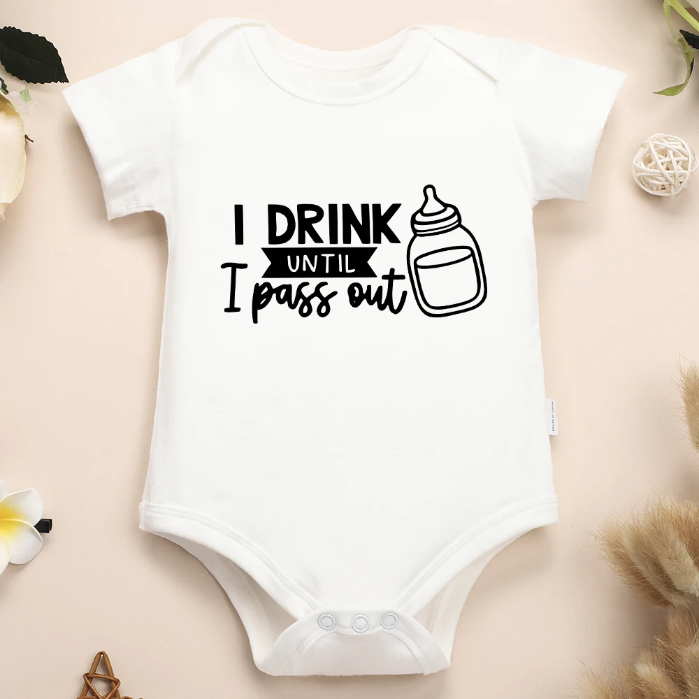 

I Drink Milk Until I Pass Out Funny Baby Onesie Simple Harajuku Cotton Newborn Girl Clothes Multicolor Infant Boy Bodysuit