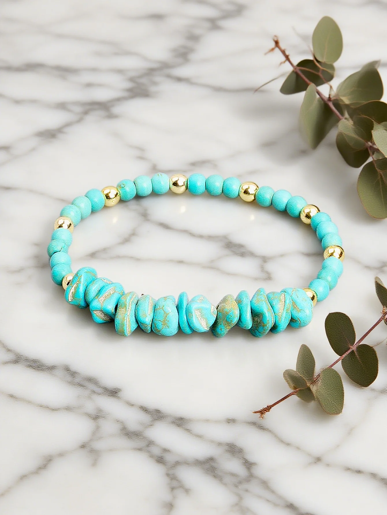 

Natural 4mm Turquoise & KC Hematite Adjustable Bracelet for Spiritual Grounding Inner Strength Positive Energy & Fortune Jewelry