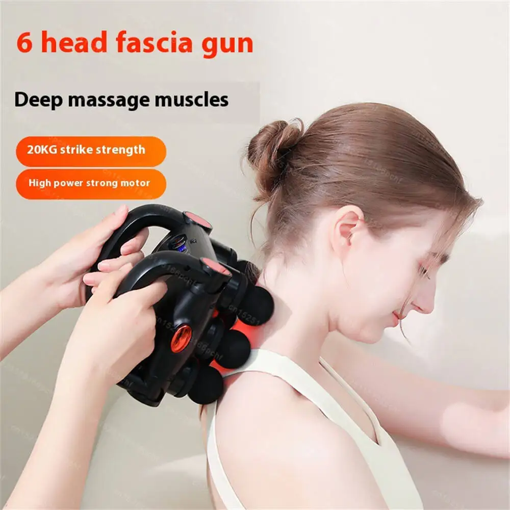 

6-Head Fascia Gun High-Frequency Vibration Body Massage Gun Back and Waist Massager Neck Shoulder Massager Muscle Masajeador