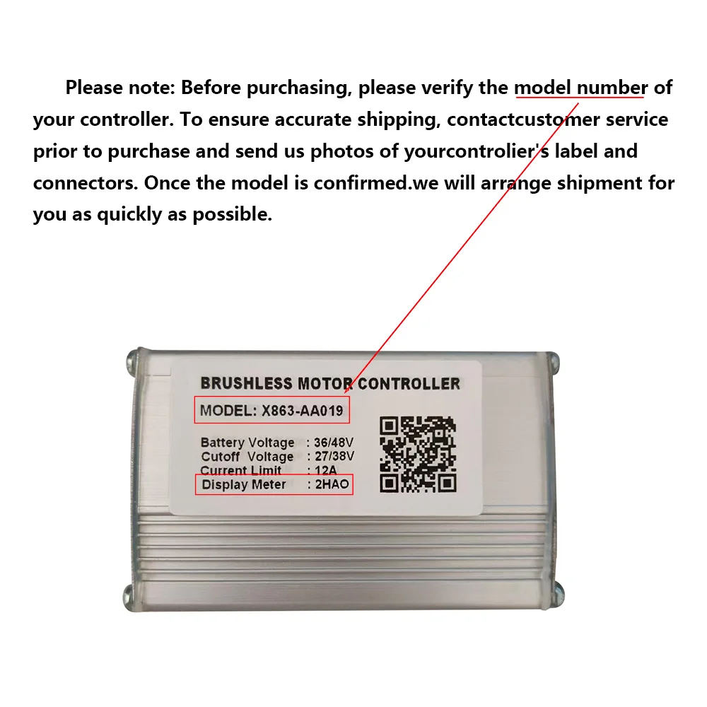 Nulkomma Ebike Brushless MotorControllerX863-AA019 36/48V 12A for 2HAO Display Electric ScootersMTB Accessories Speed Controller
