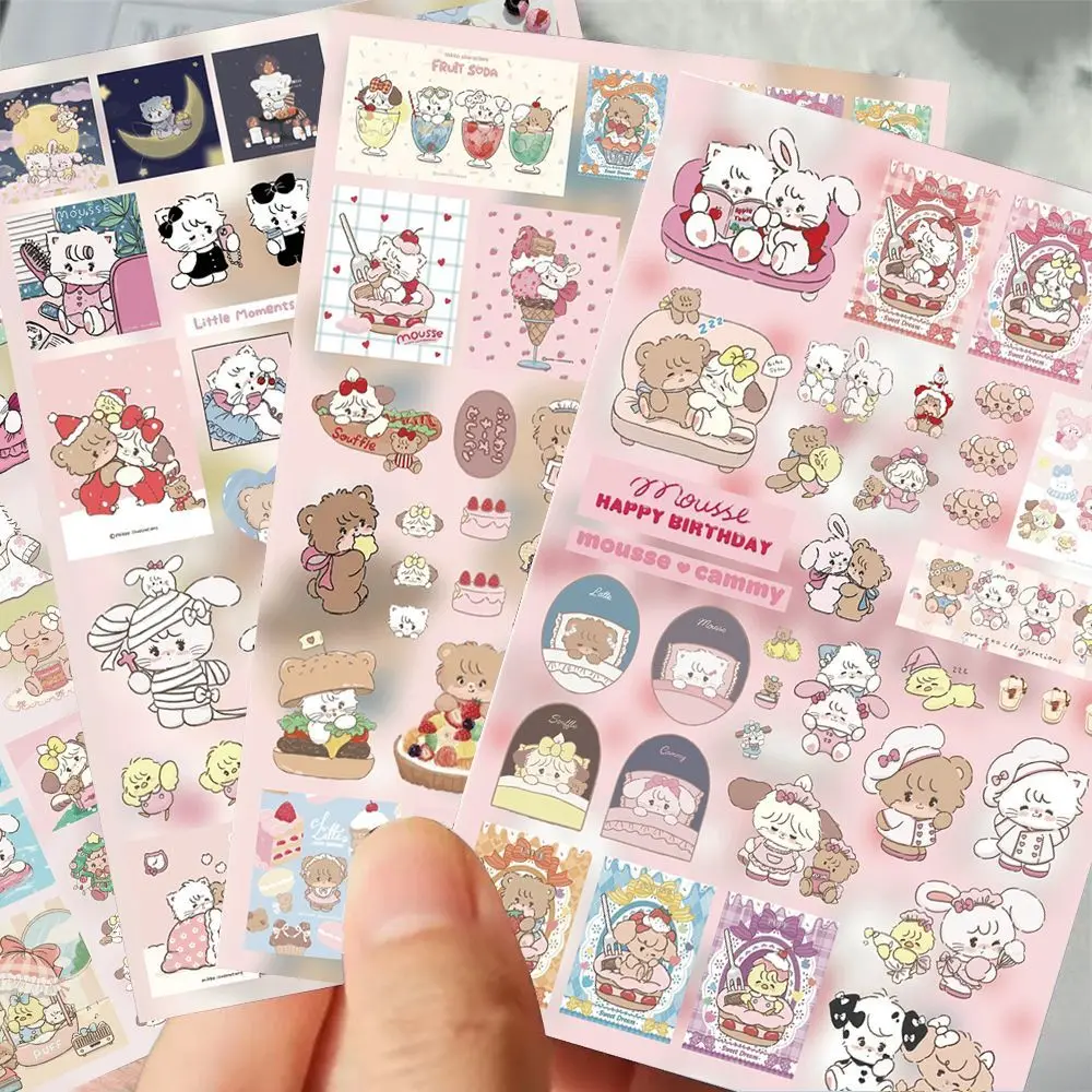 

8pcs Pink Rabbit Film Cutting Sticker Cartoon Anime Diy Packaging Material Waterproof Decorative Sticker Girl's Toy Gift