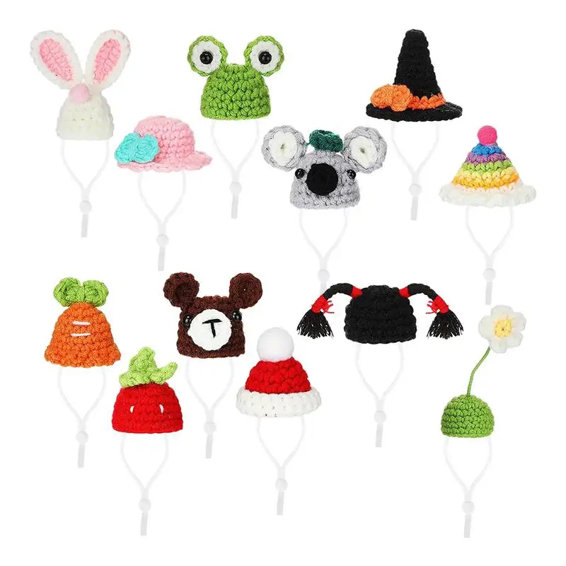 12PCS Cute Handmade Knitted Hat Hamster Decoration Guinea Pig Hamster Accessories Hamster Toy Hamster Supplies Small Pet Hat