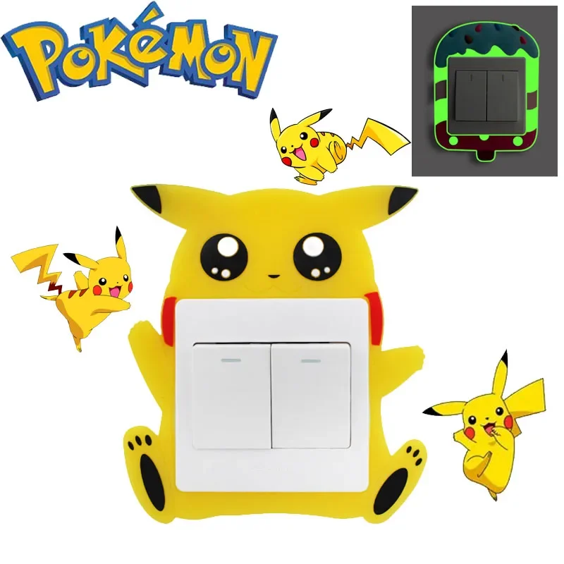 Pokemon Pikachu Switch Stickers Slaapkamer Decoratie Anime Figuur Cartoon Zachte Lijm