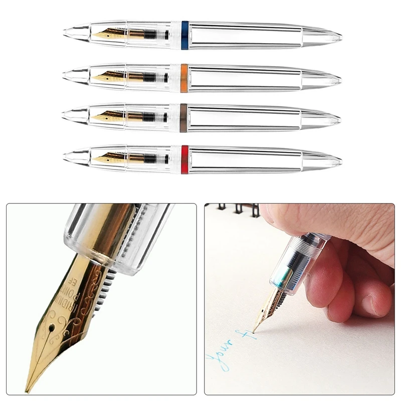 Stylo plume à plume avec compte-gouttes, stylos transparents de grande capacité, fournitures scolaires de bureau pour étudiants, écriture, papeterie cadeaux, 0.5mm