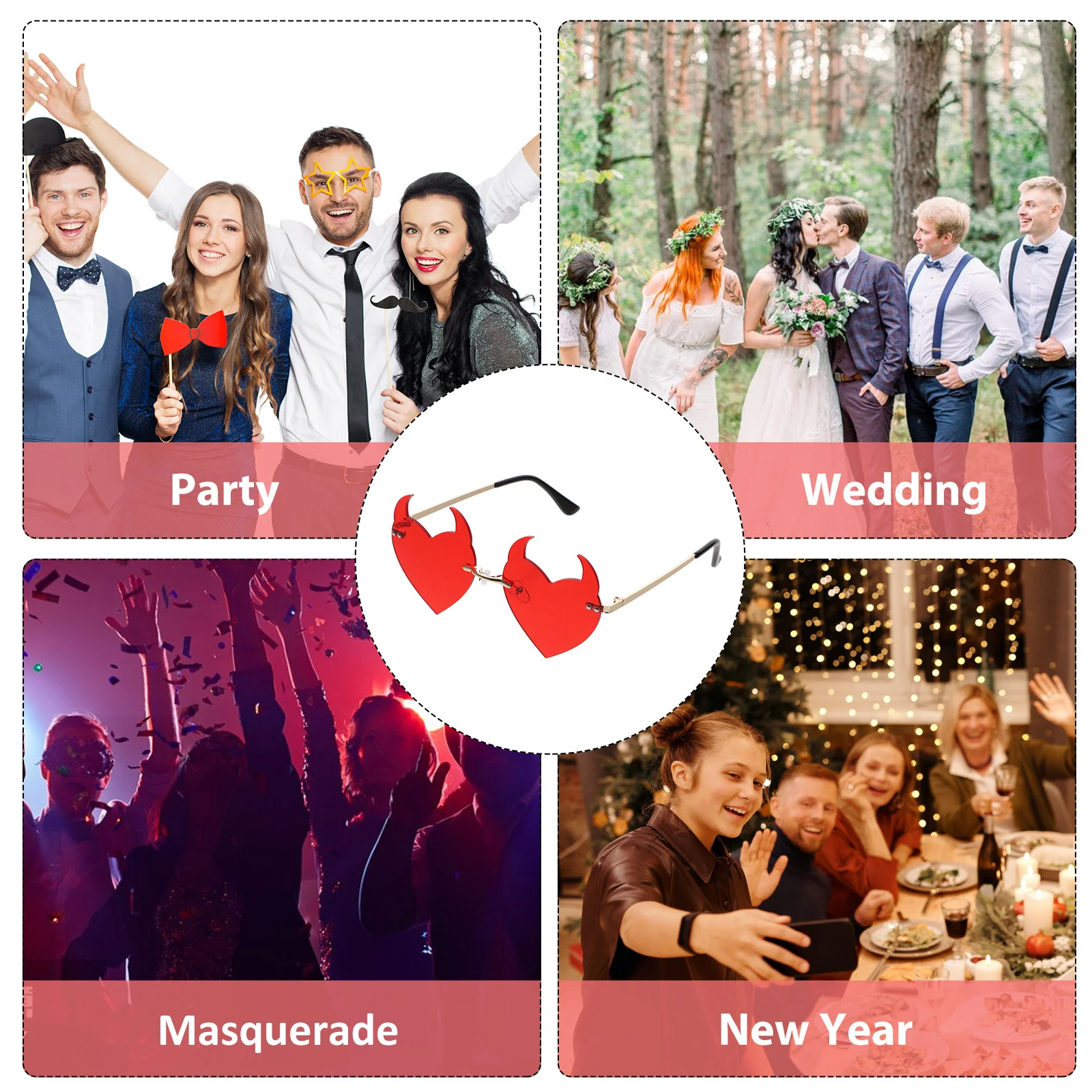 

Heart Shaped For Women Men Fashion Rimless Uv Protection Eyewear Heart Eyewear Party Beach Travel Accessory Gift