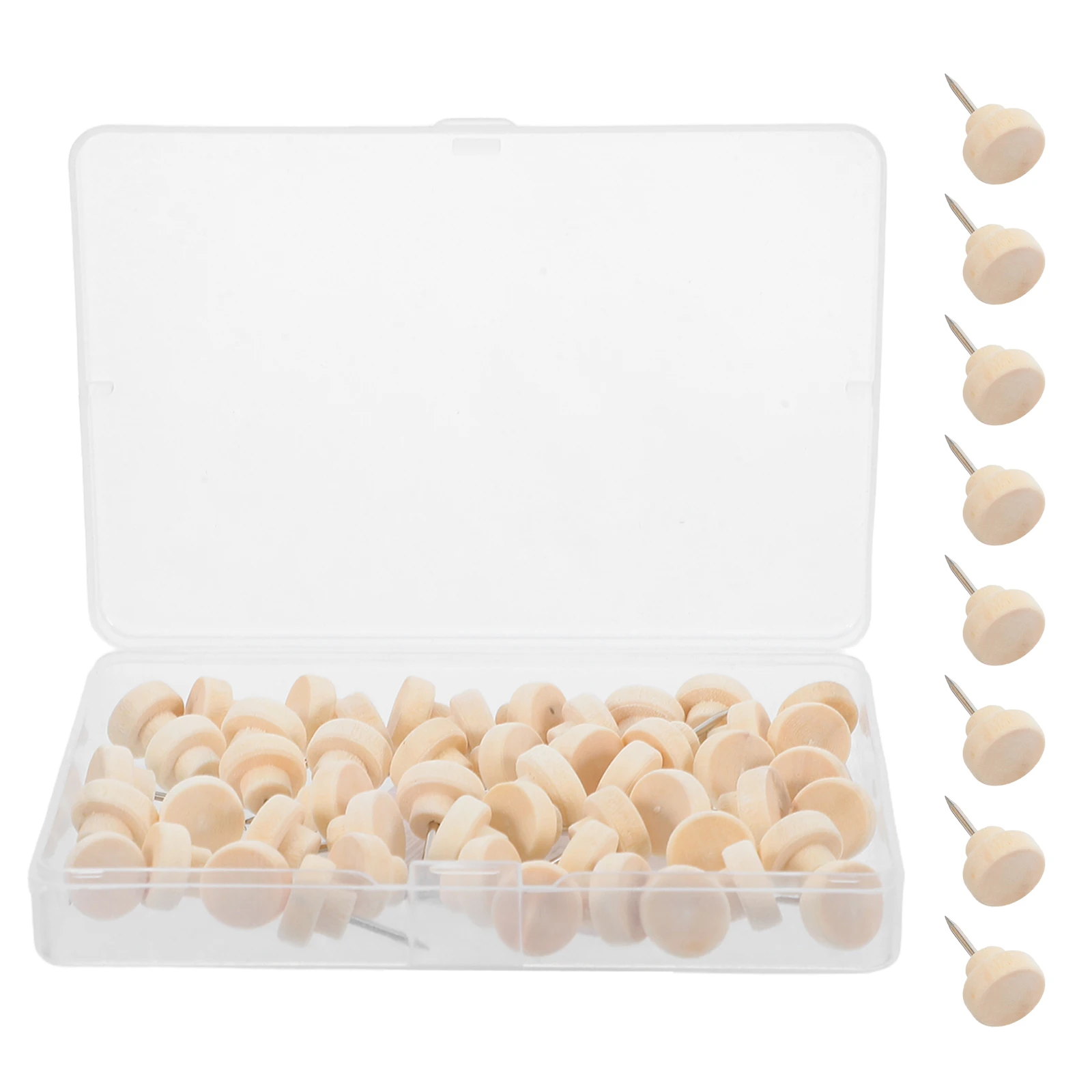 

50 pcs Wooden Push Pins Decorative Thumb Tacks Bulletin Board Pins Office Decor Wall Corkboard Accessories