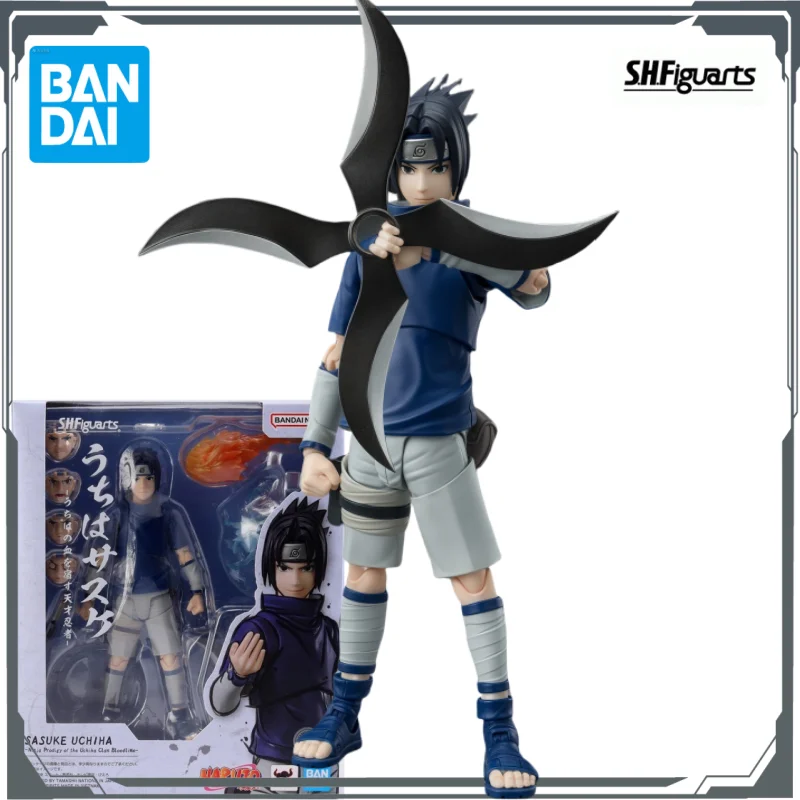 

Bandai Original SHF Naruto Series Uchiha Sasuke - Genius Ninja Boarding Uchiha's Blood - Anime Mobile Doll Handmade Toy Boy Gift