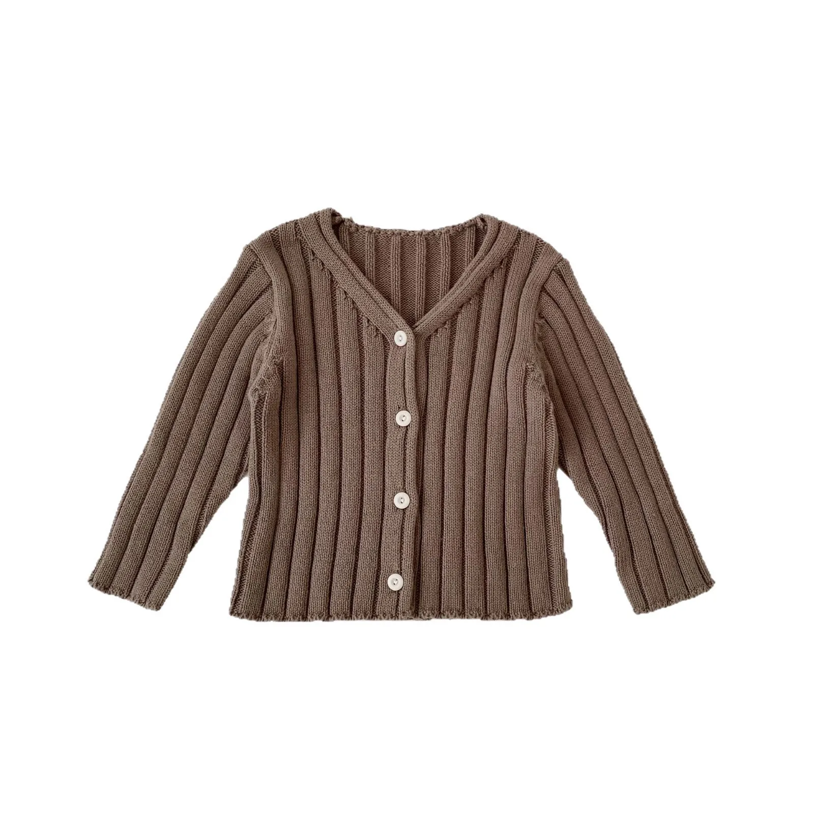 2026 Autumn New Baby Long Sleeve Sweater Coat Girls Solid Ribbed Cardigan Infant Simple Casual Jacket Toddler Clothes 6