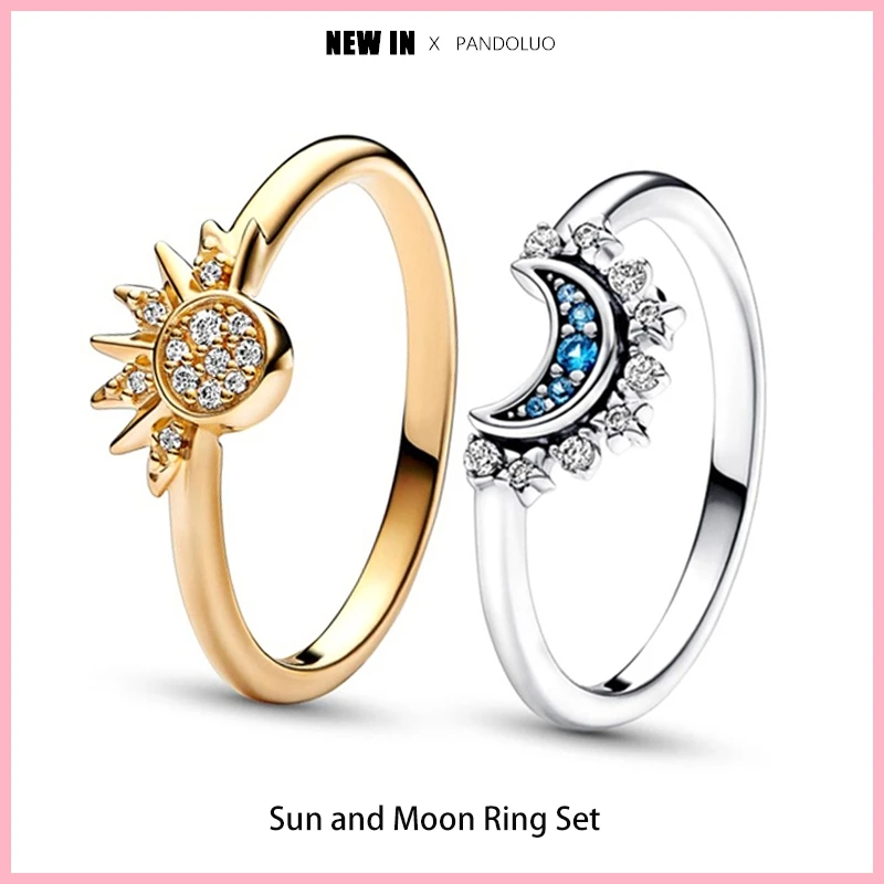 925 Silve Mocha Gold Rings For Women Exquisite Sun and Moon Lucky Rings For Women Jewelry Making Dorpshipping Ring 2024 New in