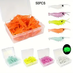 50pcs Realistic Sinking Mini Shrimps Soft Lures - Ultra-Realistic Design, Durable Construction, Easy to Use, Storage Box Include