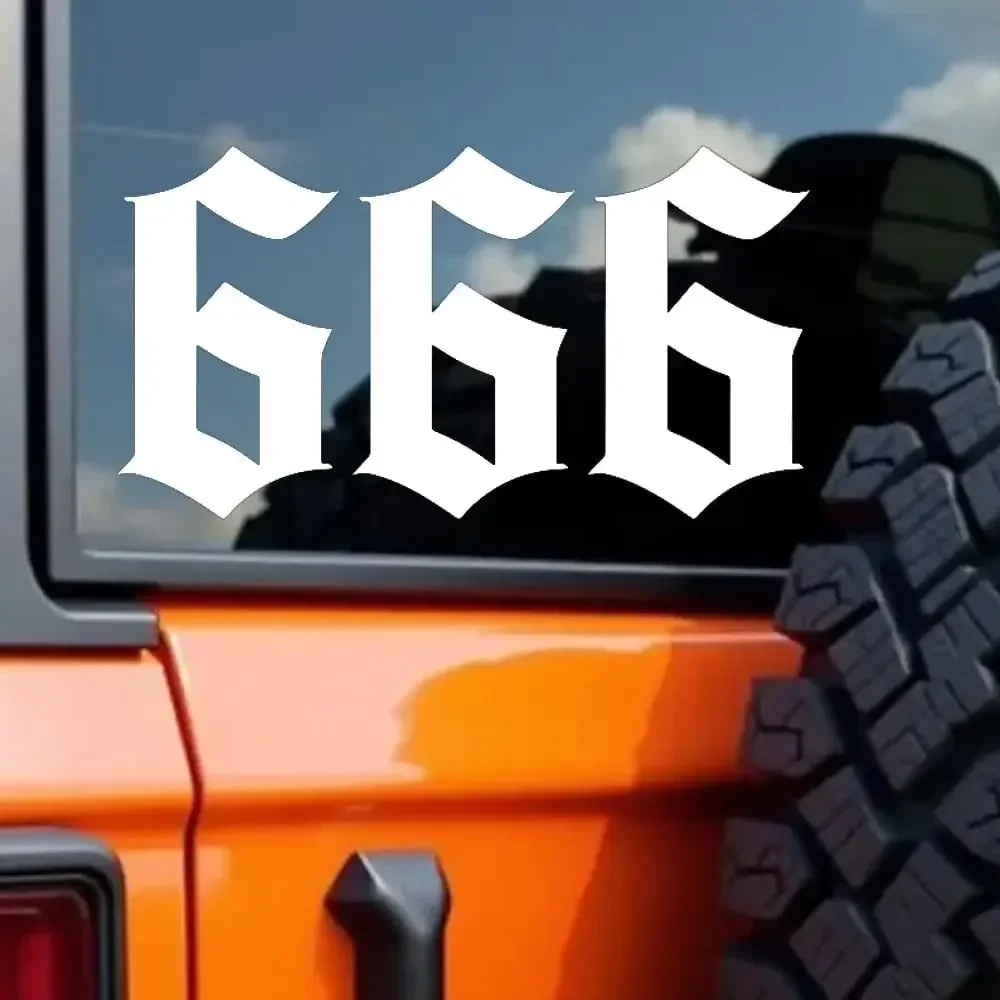 

1PC Number 666 Vinyl Sticker, Durable Car Decoration for Door, Gas Tank, Rear Window