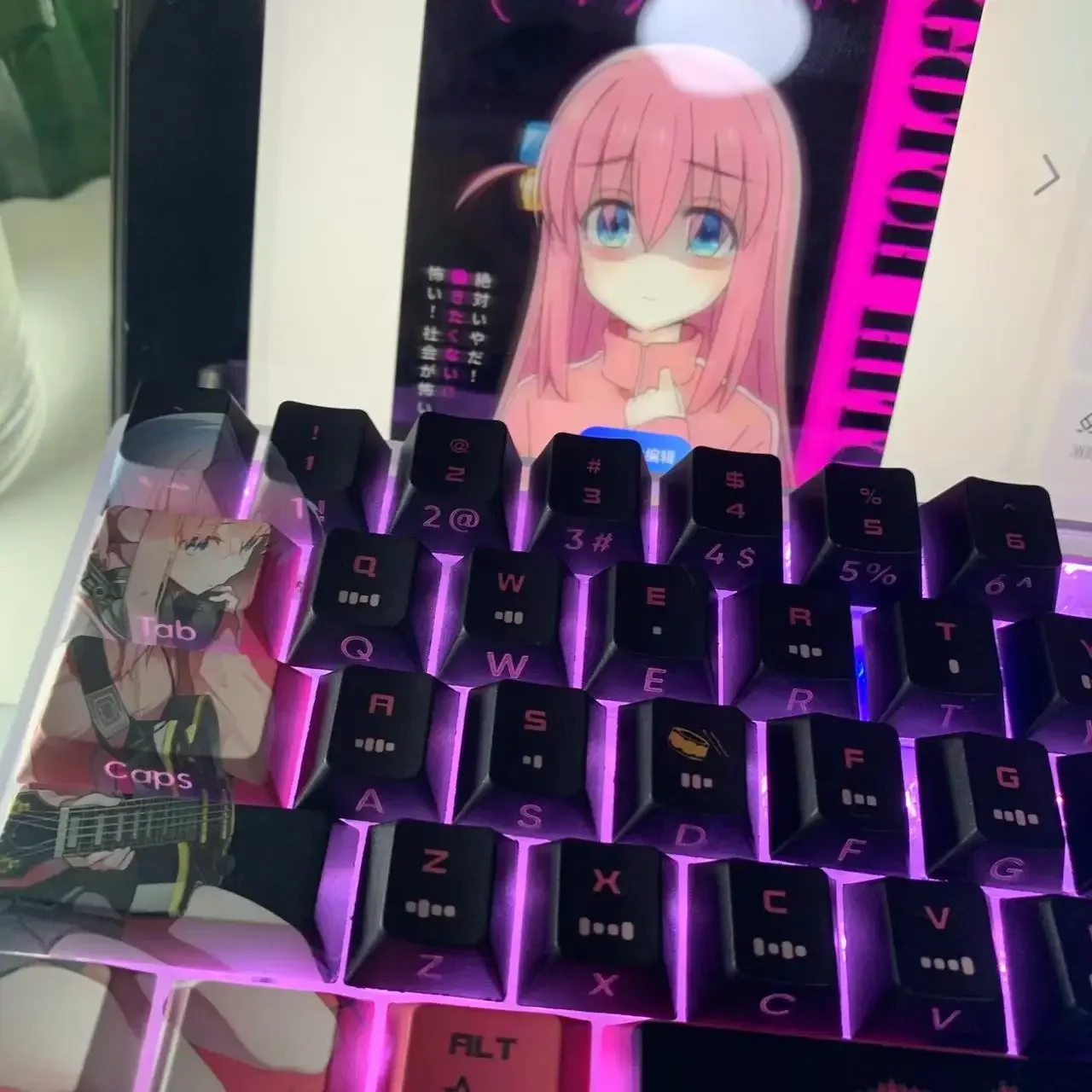 122 teclas Hitori Gotoh Keycaps Anime PBT tinte subcama dibujos animados Gaming Key Caps BOCCHI THE ROCK retroiluminado Keycap para diseño ANSI