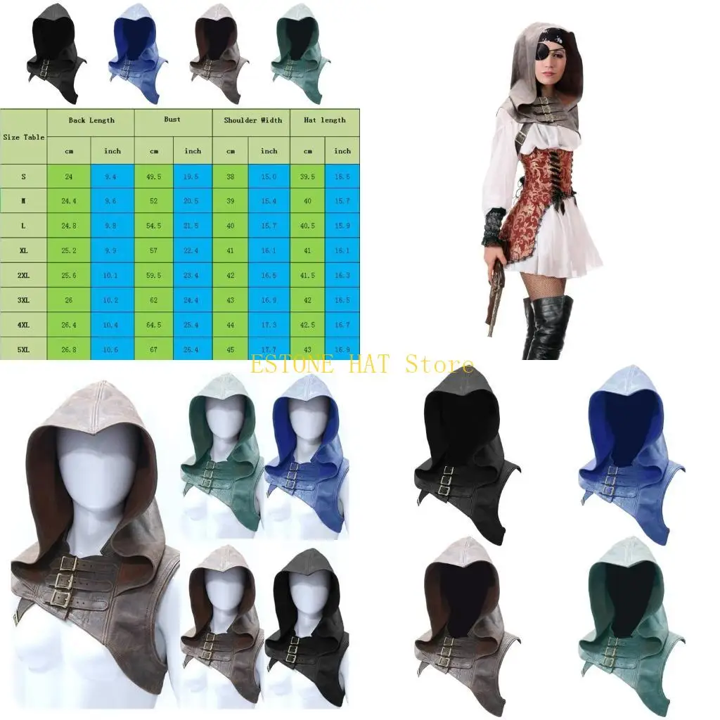 

49MF Готическая средневековая шляпа-капюшон с регулируемым ремешком для косплея и тематических вечеринок