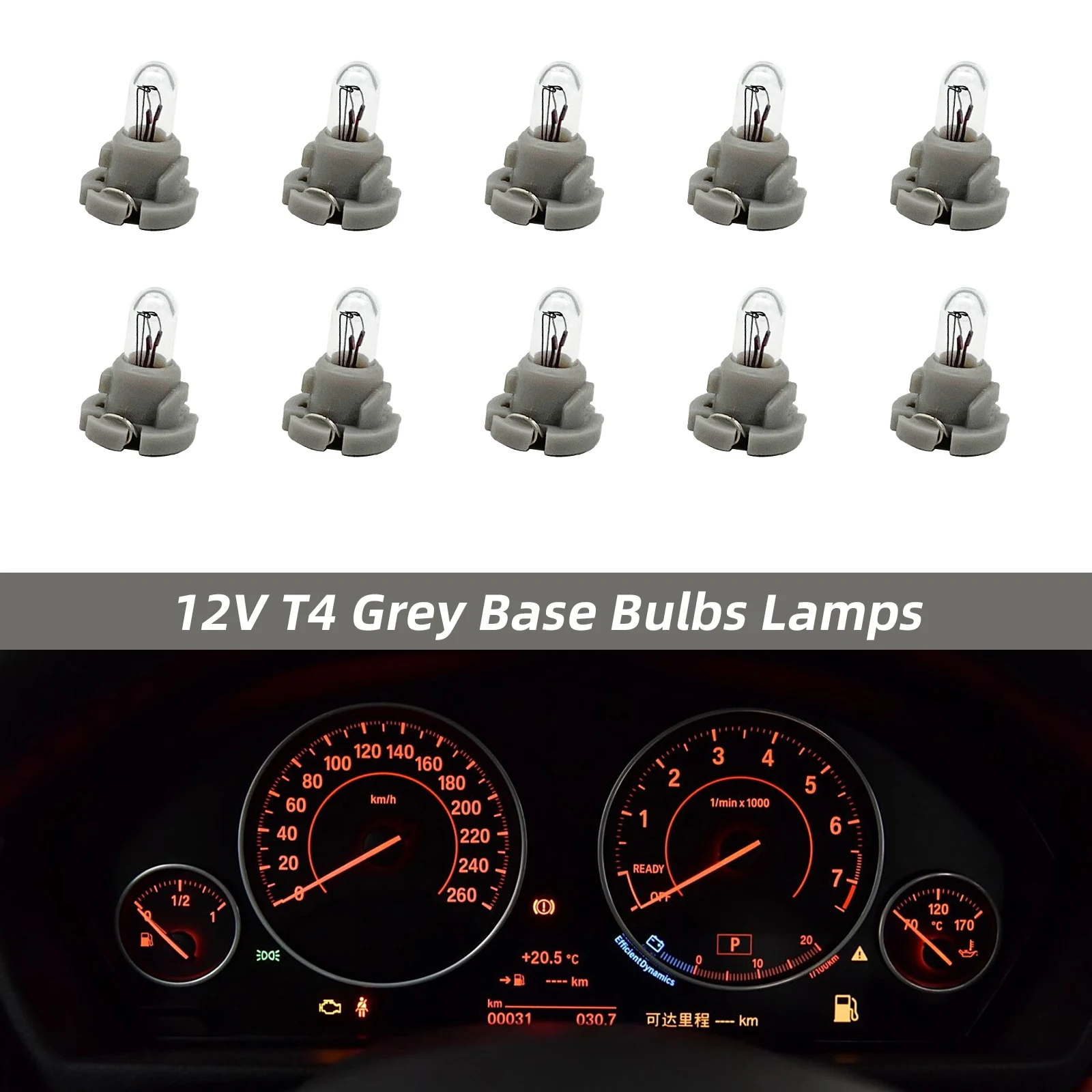 

10pcs T4 Bulbs Lamps for Honda Toyota Nissan Mitsubishi Dashboard Instrument 12V Grey Base Dashboard Side Light Bulb ﻿