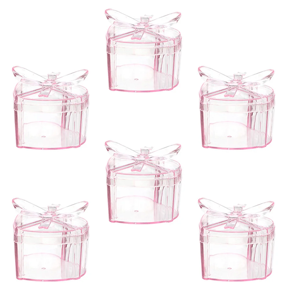 

6 Pcs Bins Packing Box Storage Crate Heart Shaped Candy Boxes Cookie Cases Bride Lure Jars with Lids