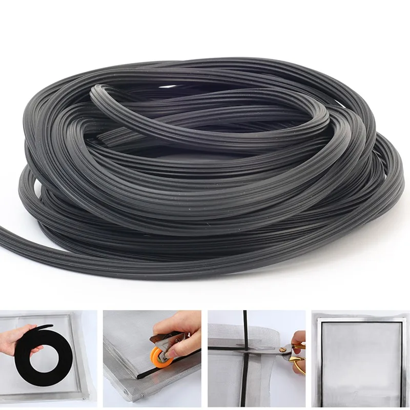 Window Sealing Strip Replacement Screen Door Mesh Strip Window Screen Seal Spline Anti Mosquito Insect Embedded Leather Strips