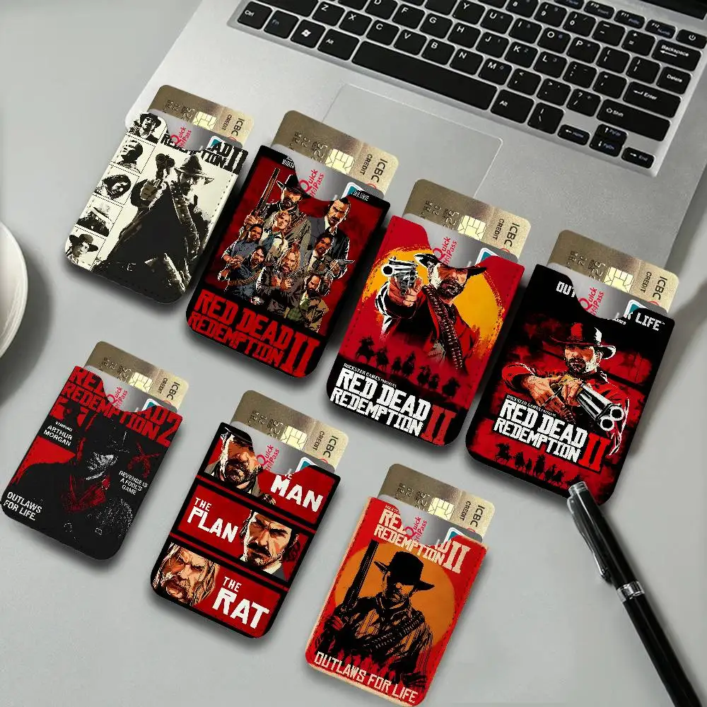 Game R-Red D-Dead R-Redemption 2 Pu Leather Credit Card Holder Slim Business Cardholder Anti Id for Men Women Outdoor Carrying