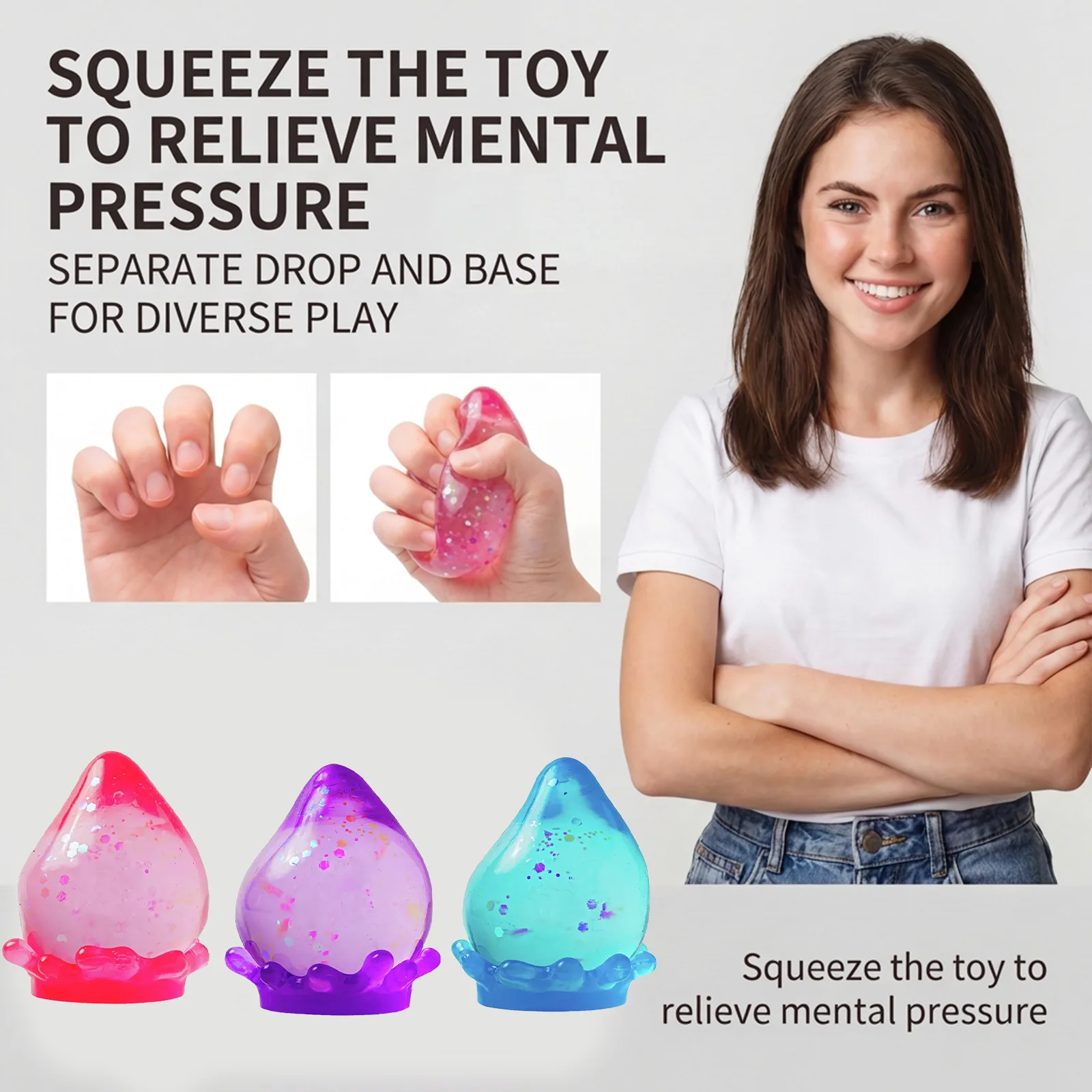 

2026 New Nee doh Sensory Toy Maltose Series Blind Box Water Drop Shaped Pinching Music Detachable Base Fingertip Relieving Toy