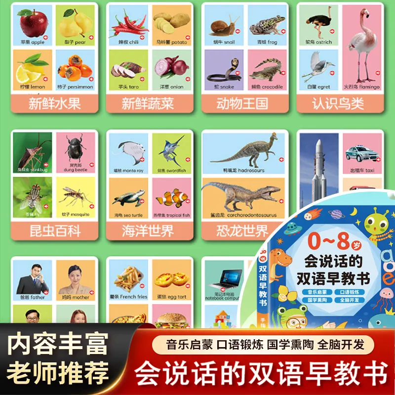 Touch-to-Speak Kids Learning Audiobook, Preschool Transition Book, Chinese Pinyin Math English Early Education Interactive Book