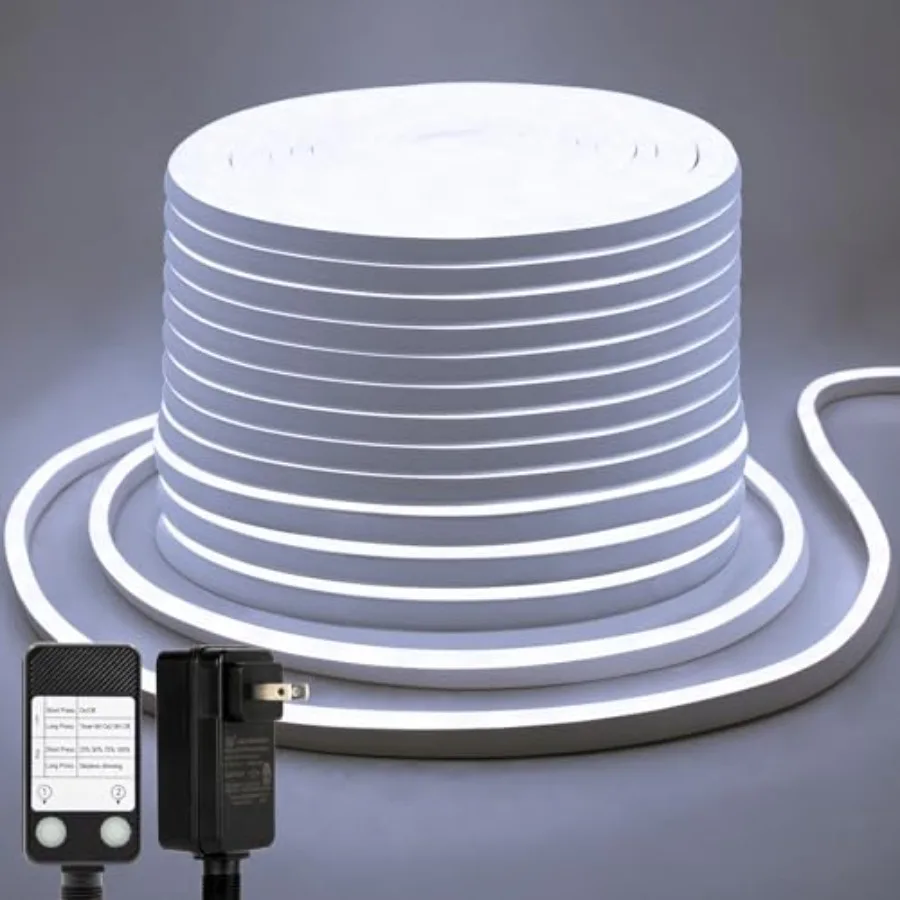 

66Feet LED Neon Rope Lights 24V Dimmable 2400LEDs Strip Neon Light 6000K Flexible Silicone Rope Lights Super Bright IP67 Waterp