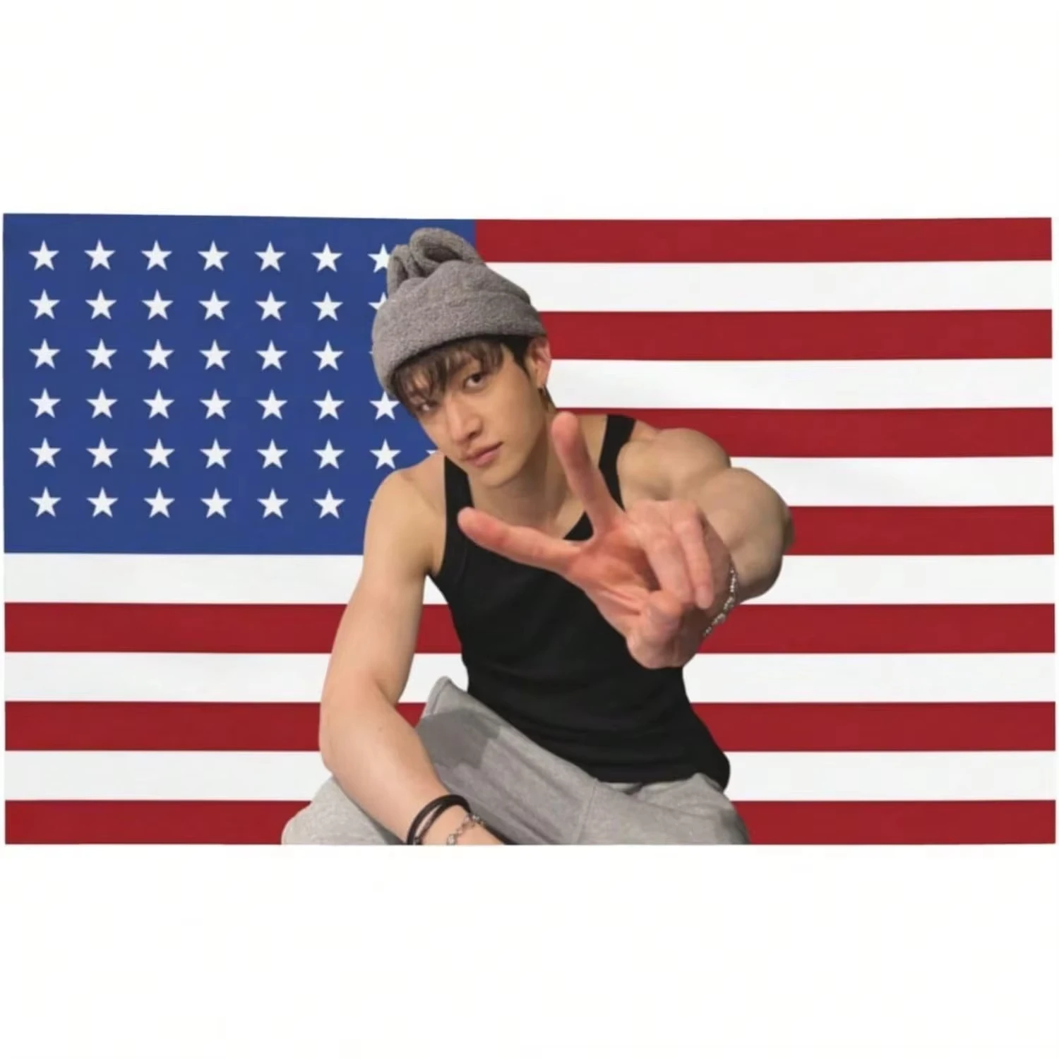 BangChan Banner-Wandteppich mit amerikanischer Flagge |   Outdoor-Dekoration, dekorative Haushaltswaren, Barbershop-Werbung und Garagenwandbehang