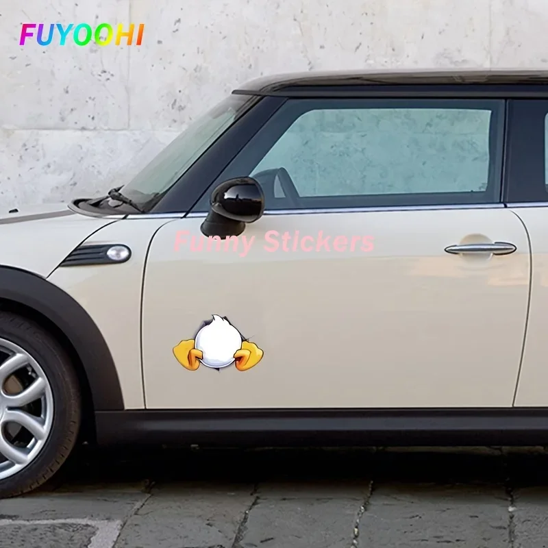 ملصقات السيارات الفينيل FUYOOHI تضيف بعض متعةًا في رحلتك مع ملصق سيارة عاكس لمؤخرة البط الكرتونية!