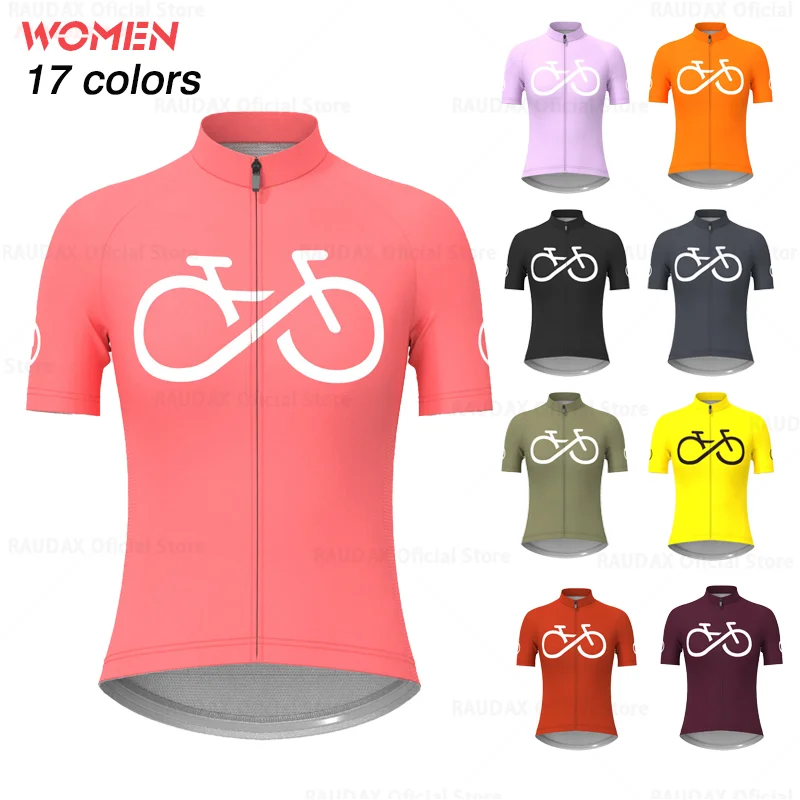 2023 Cycling Jersey Women Bike Mountain Road MTB Top Female Bicycle Shirt Short Sleeve Racing Riding Clothing Summer Blouse Pink