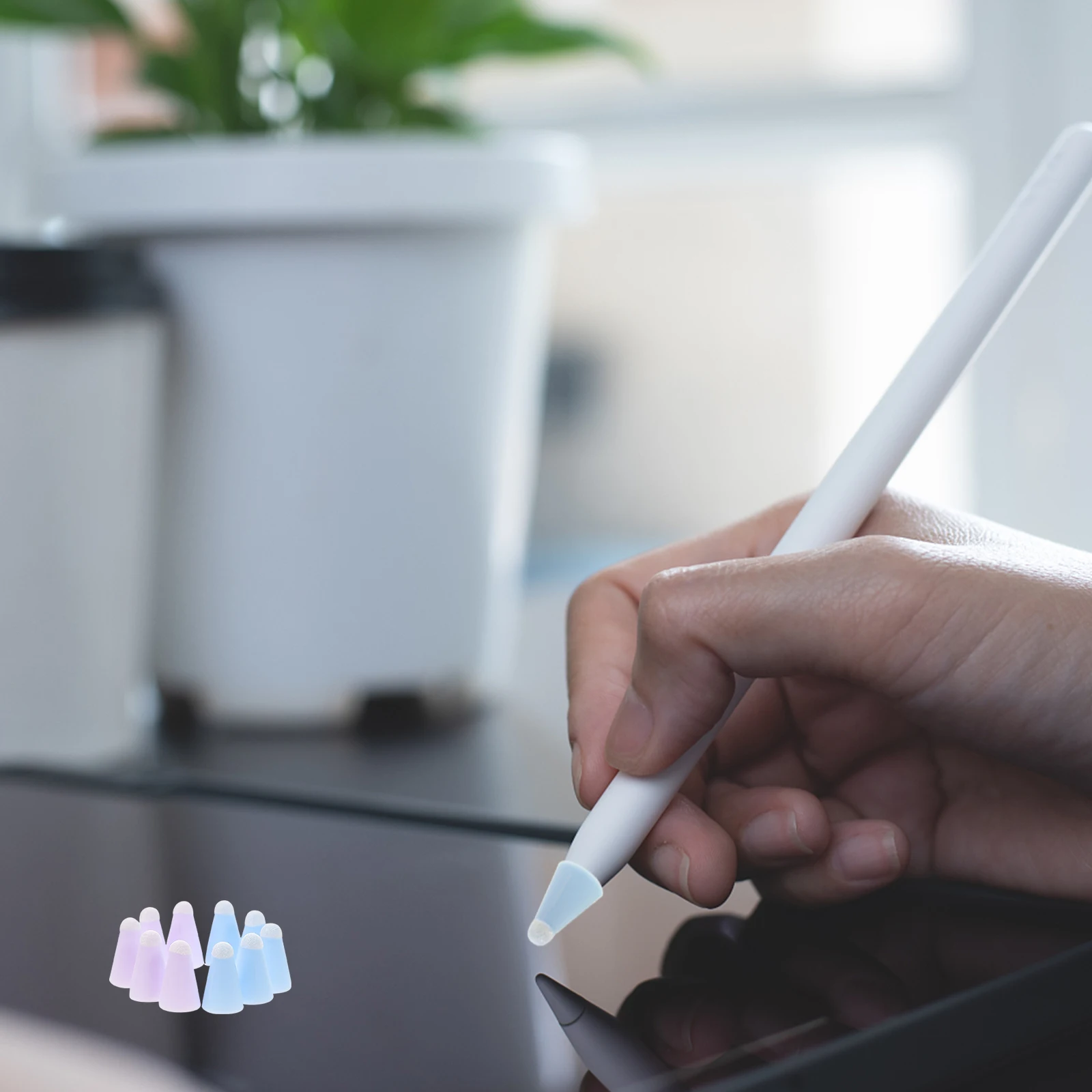 10 Pcs Fiber Cover Stylus Tips Replacement Pen Case Nibs Pencil Pointed Hat Screen Styluses Capacitive Tip Cover Writing