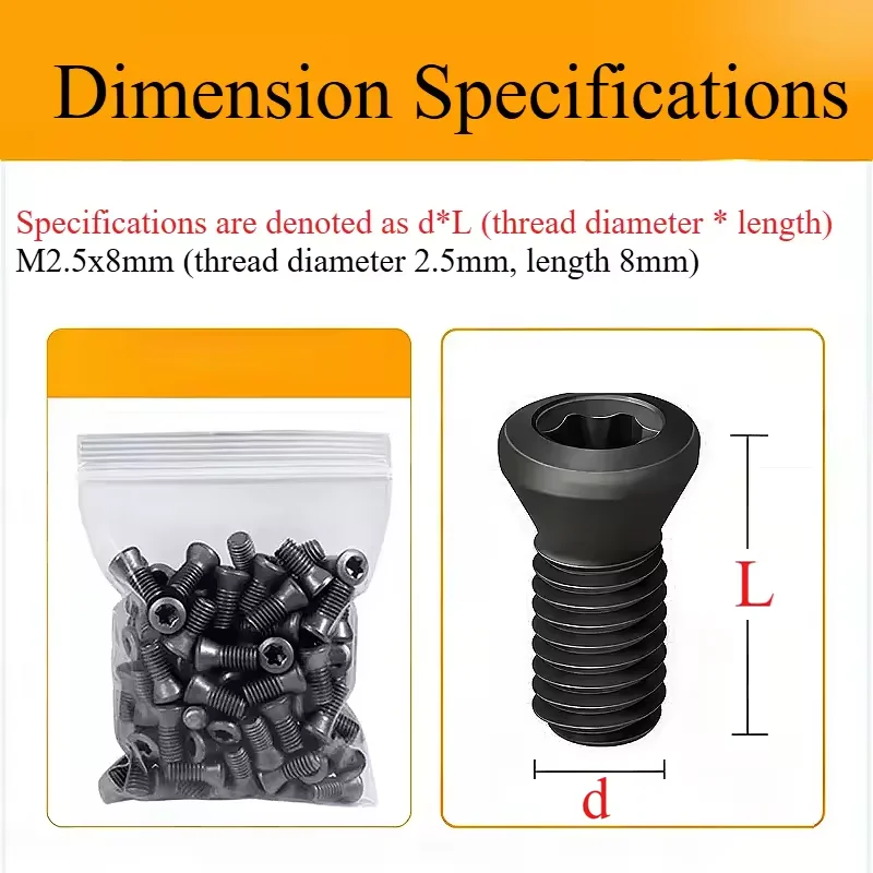 Grade 12.9 Alloy Steel Black/Gray CNC Insert Torx Screw for Replaces Carbide Inserts CNC Lathe Tools holder SCM435 High-Strength