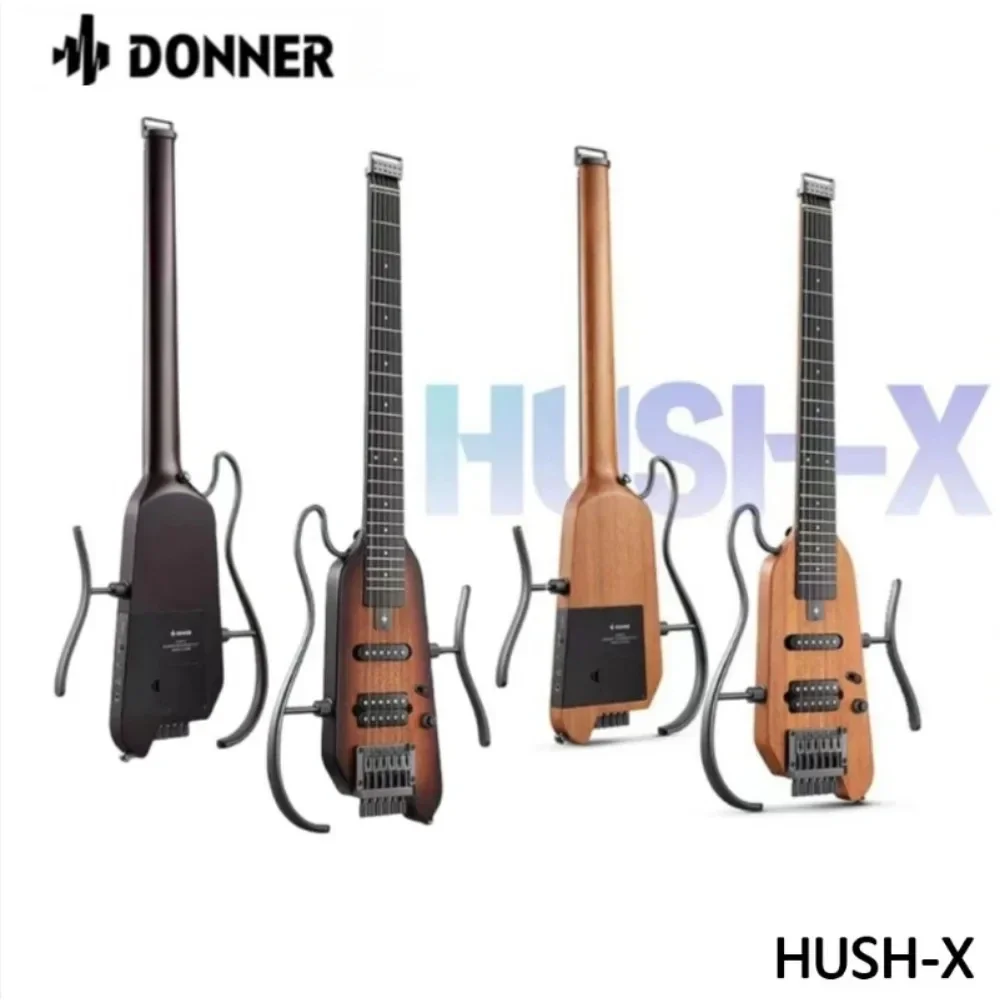 

Donner HUSH-X Headless Silent Acoustic Electric Travel Guitar Removable Frames Ultra Light Mahogany Solid Body HUSH X