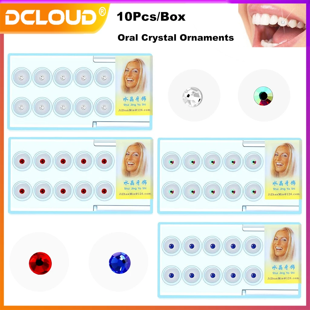 10Pc/Box  Dental Tooth Gem Imitation Teeth Crystal Ornament Teeth Whitening Studs 2mm Shiny Imitation Oral Tooth Jewelry