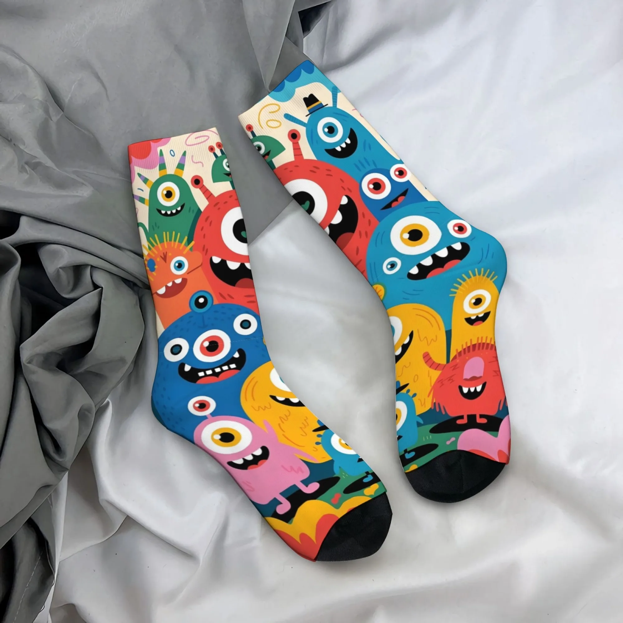 

Мужские носки в стиле Харадзюку с мультяшными монстрами, повседневные, модные, дышащие, нескользящие, забавные, в стиле хип-хоп, подарок