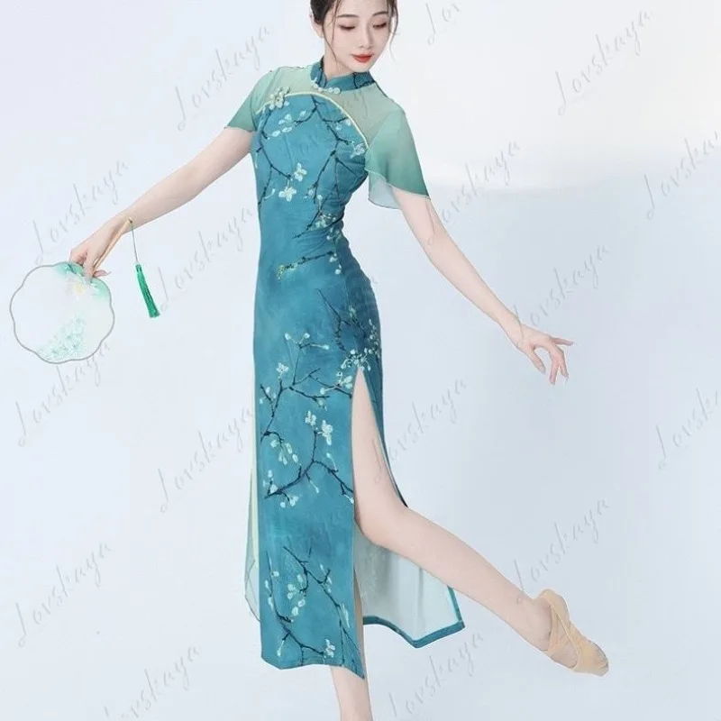 

New Classical Dance Elegant Dance Special Cheongsam Chinese Dance New Elastic Slim Cheongsam