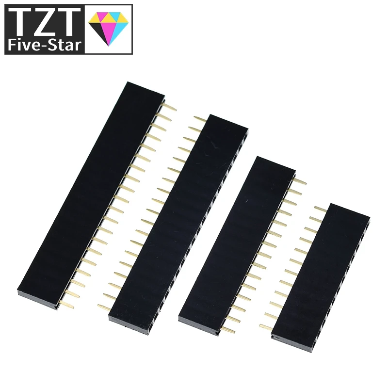 10PCS Single Row Pin Female Header Socket Pitch 2.54mm 1*2P 3P 4P 6P 8P 12P 15P 20P 40P Pin Connector For Arduino