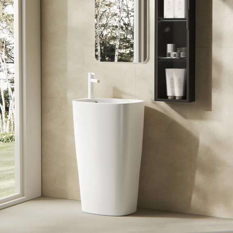 

Ceramic column basin integrated floor-to-ceiling washbasin balcony column-type washbasin small apartment bathroom washbasin