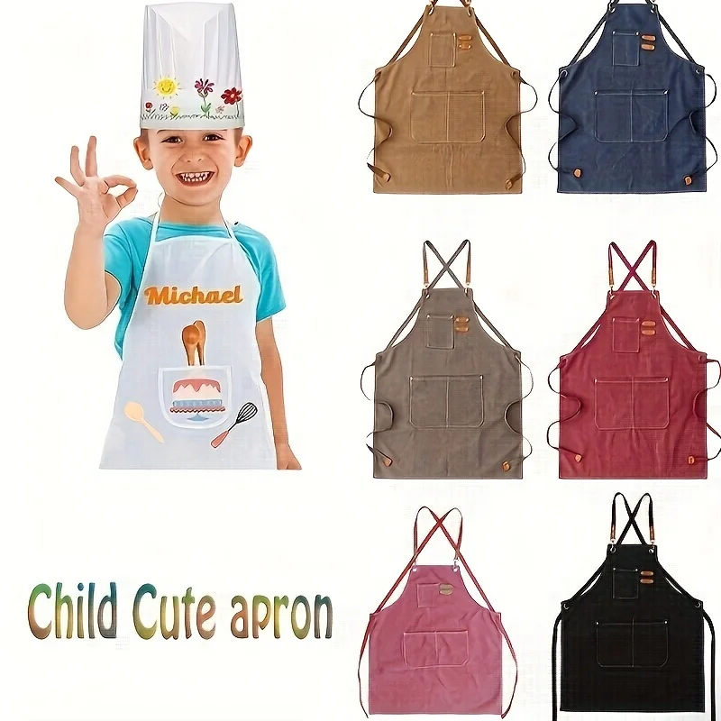 Multipurpose Adjustable Straps And Large Pockets Apron For Boys And Girls Apron Canvas Stain Resistant Apron Cross Back Apron 3