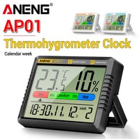 ANENG AP01 Digital Air Thermometer Hygrometer Desktop Alarm Clock Mini Table Thermohygrometer With High Definition Screen