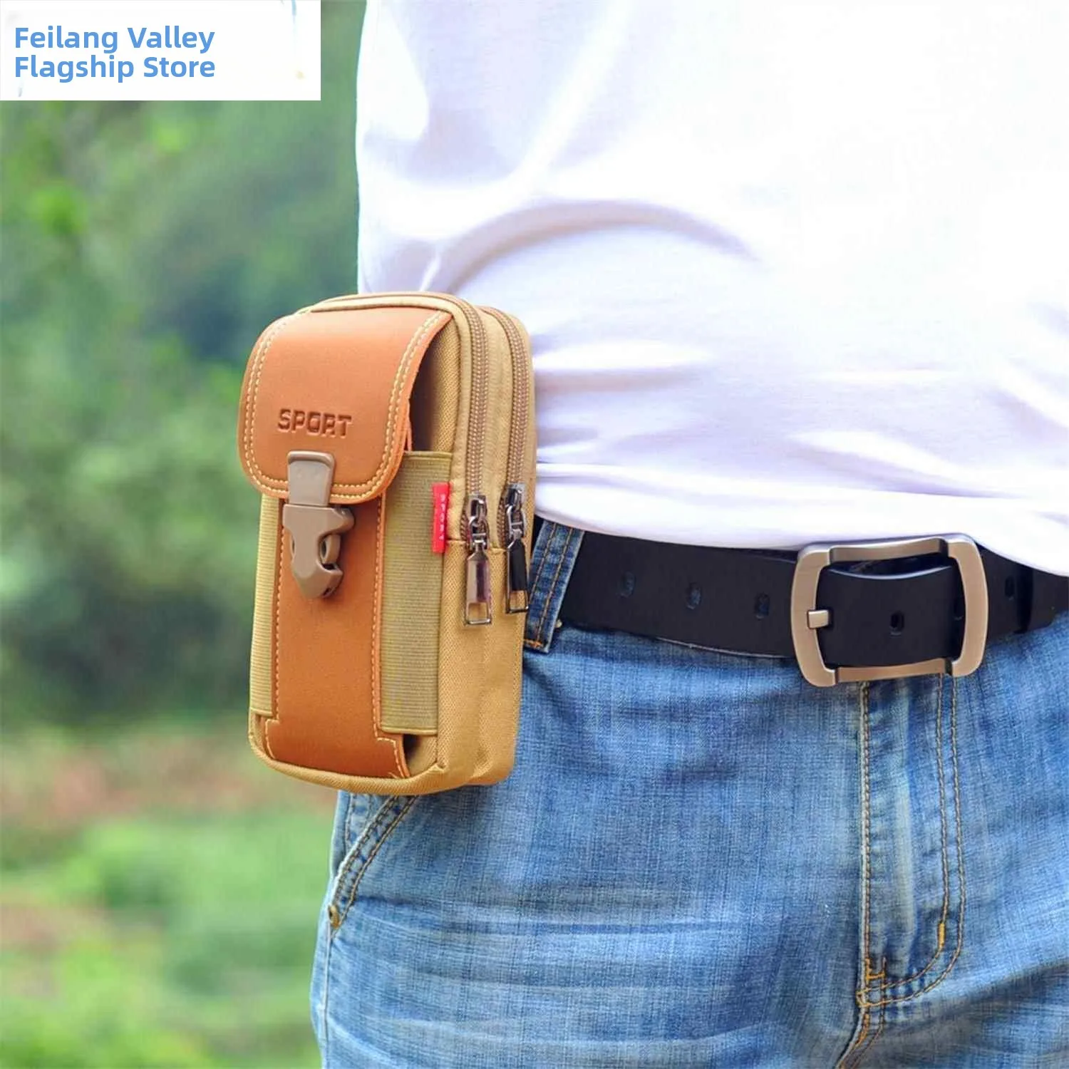 Bolso multifuncional para deportes al aire libre para hombre, bolso vertical con cinturón, bolso cruzado para mujer, bolso colgante impermeable, práctico bolso de nailon M...
