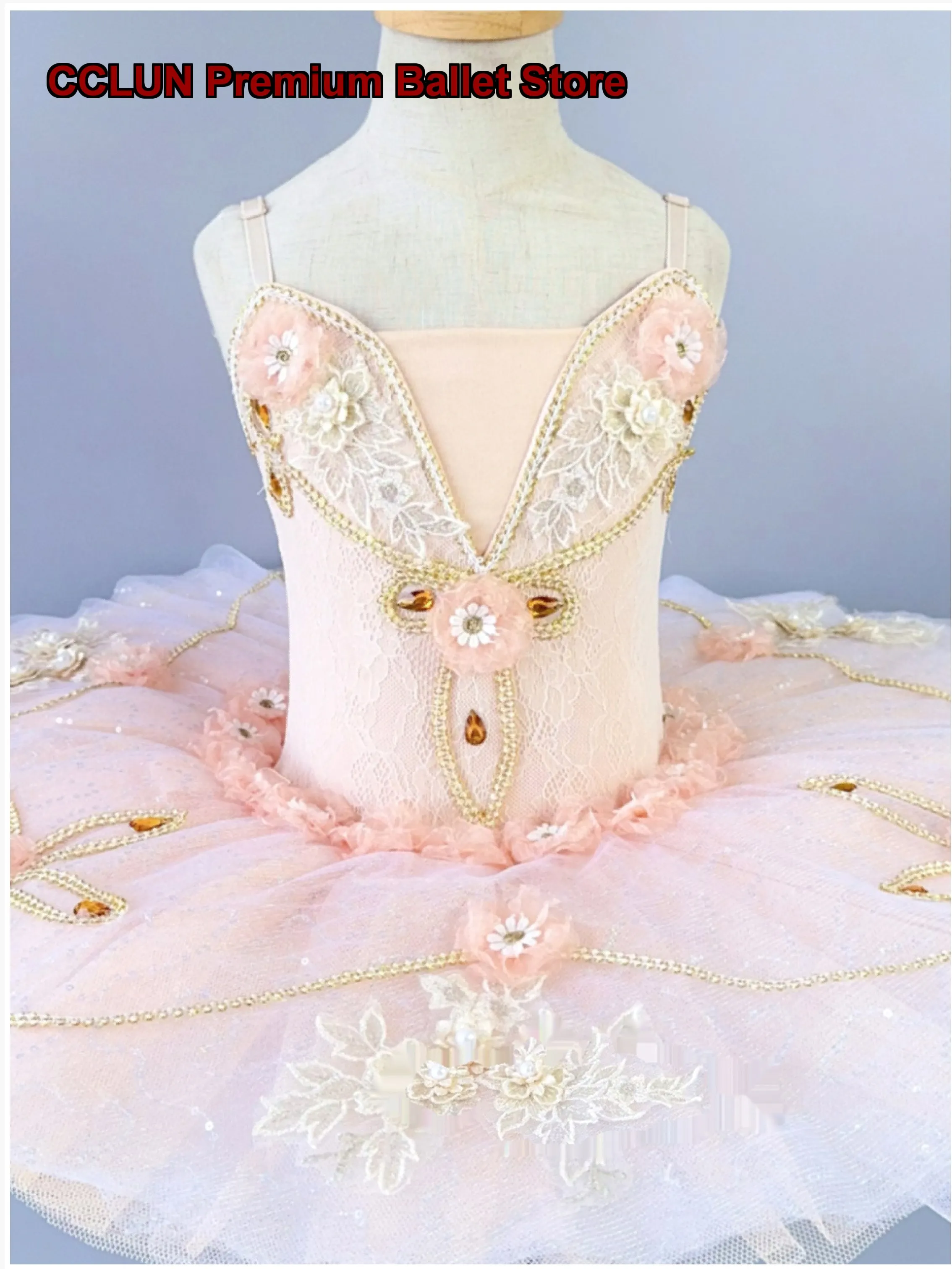 Children's Sleeping Beauty Tutu Dress Ruffled Tulle Skirt for Stage Performance Kids Girls