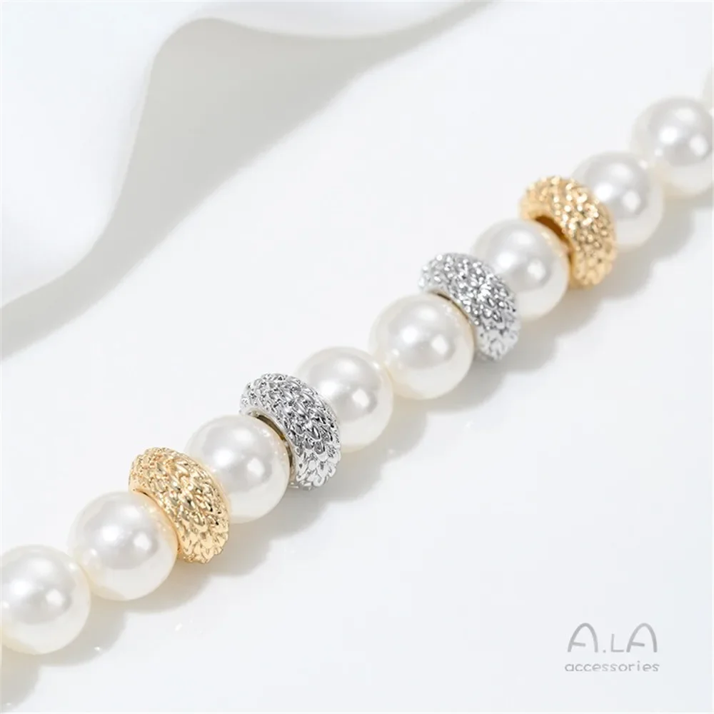 Cuentas de rueda de serpiente de oro de 14K, patrón de escamas de serpiente de dragón, cuentas con orificio grande, anillo para correr, pulsera DIY, collar, accesorios de joyería